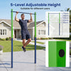 Outdoor In-Ground Pull Up Bar Heavy Duty Metal Pull Up Bar Station with 5 Adjustable Heights-Blue