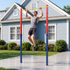 Outdoor In-Ground Pull Up Bar Heavy Duty Metal Pull Up Bar Station with 5 Adjustable Heights-Red