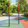 Outdoor In-Ground Pull Up Bar Heavy Duty Metal Pull Up Bar Station with 5 Adjustable Heights-Red