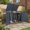 Outdoor Metal Garbage Bin Storage Shed for 2 Trash Cans Double Trash Can Enclosure-Grey