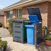 Outdoor Metal Garbage Bin Storage Shed for 2 Trash Cans-Grey