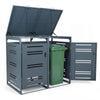 Outdoor Metal Garbage Bin Storage Shed for 2 Trash Cans-Grey