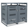 Outdoor Metal Garbage Bin Storage Shed for 2 Trash Cans-Grey