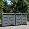 Outdoor Metal Garbage Bin Storage Shed for 2 Trash Cans-Grey