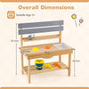 Outdoor Mud Kitchen with Extended Tabletop Sink Faucet and Storage Shelves for Kids-Natural