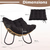 Outdoor Papasan Rocking Chair Oversized PE Wicker Patio Egg Chair with Thick Cushion-Black
