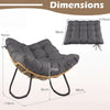 Outdoor Papasan Rocking Chair Oversized PE Wicker Patio Egg Chair with Thick Cushion-Grey