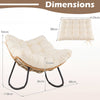 Outdoor Papasan Rocking Chair Oversized PE Wicker Patio Egg Chair with Thick Cushion-White