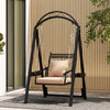 Outdoor Porch Swing with Removable Cushions and Side Tables for Garden Backyard-Black