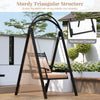 Outdoor Porch Swing with Removable Cushions and Side Tables for Garden Backyard-Black