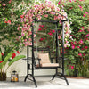 Outdoor Porch Swing with Stand and 2 Trellises for Adults Patio Swing Chair with Removable Cushions-Black