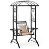 Outdoor Porch Swing with Stand and 2 Trellises for Adults Patio Swing Chair with Removable Cushions-Black