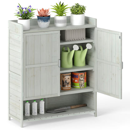 Outdoor Solid Wood Potting Bench with Storage Removable Shelves-Grey