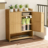 Outdoor Solid Wood Potting Bench with Storage Removable Shelves-Natural