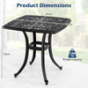 Outdoor Square Cast Aluminum Patio Side Table with Umbrella Hole-Black
