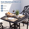 Outdoor Square Cast Aluminum Patio Side Table with Umbrella Hole-Black