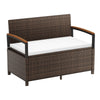 Outdoor Storage Bench with Cushion and Acacia Wood Armrests