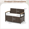 Outdoor Storage Bench with Cushion and Acacia Wood Armrests