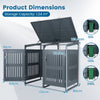 Outdoor Trash Can Storage Shed for 2 Bins with Gas Struts and Lockable Grilled Doors-Dark Grey