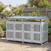 Outdoor Trash Can Storage Shed for 2 Bins with Gas Struts and Lockable Grilled Doors-Silver
