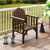 Outdoor Wood Armchair Dining Chair with Armrests and Reclined High Backrest-Brown