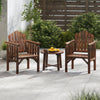Outdoor Wood Armchair Dining Chair with Armrests and Reclined High Backrest-Brown