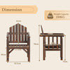 Outdoor Wood Armchair Dining Chair with Armrests and Reclined High Backrest-Brown