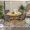 Outdoor Acacia Wood and PE Wicker Chairs with Armrests