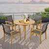 Outdoor Acacia Wood and PE Wicker Chairs with Armrests