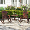 Outdoor Adirondack Rocking Chair Solid Wood with High Back-Brown