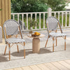 Outdoor Armless French Bistro Chair Set of 2-Black & White