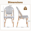 Outdoor Armless French Bistro Chair Set of 2-Black & White