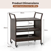 Outdoor Bar Cart 3-Tier Patio Rattan Storage Shelf with Lockable Universal Wheels