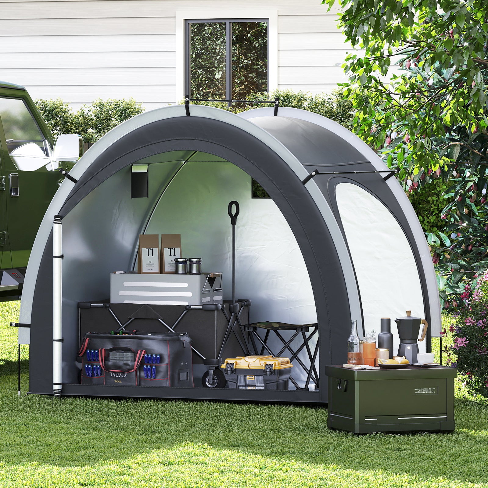 Outdoor Bike Cover Bicycle Tent with Water-proof Silver-coated Fabric