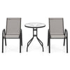 3 Pieces Outdoor Bistro Set with 2 Stackable Chairs and Round Side Table-Grey