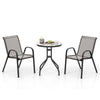 3 Pieces Outdoor Bistro Set with 2 Stackable Chairs and Round Side Table-Grey