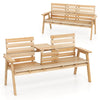 Outdoor Fir Wood Bench with Foldable Middle Table-Natural