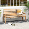 Outdoor Fir Wood Bench with Foldable Middle Table-Natural
