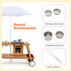 Wooden Kids Play Trolley with Umbrella and Storage Cabinet-White