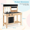 Outdoor Kids Pretend Play Kitchen with 2 Removable Sinks-Natural