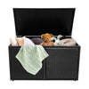 330L 2-Tier Outdoor PE Wicker Storage Box with Lid and Front Doors-Black