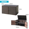 330L 2-Tier Outdoor PE Wicker Storage Box with Lid and Front Doors-Brown