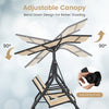 2 Person Outdoor Patio Swing with Adjustable Canopy for Garden Porch Backyard-Beige