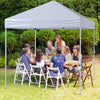 Outdoor Folding Pop-up Canopy with Adjustable Heights and Carrying Bag-White