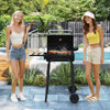 Outdoor Portable Barbecue Grill with Foldable Side Table-Black