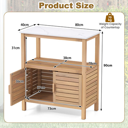Outdoor Potting Bench with Resin Tabletop and Storage Shelf