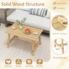 Outdoor Rectangle Coffee Table Solid Wood Patio Table with Slatted Tabletop for Garden Lawn-Natural