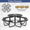 Outdoor Round Picnic Table and Bench Set for 8 with Seats and Umbrella Hole-Black