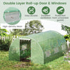 400 x 300 x 200 cm Outdoor Walk-in Tunnel Greenhouse 8 Roll-up Windows-Green