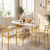 Oval dining table with 2 folding side panels and a metal frame for 4 people-White